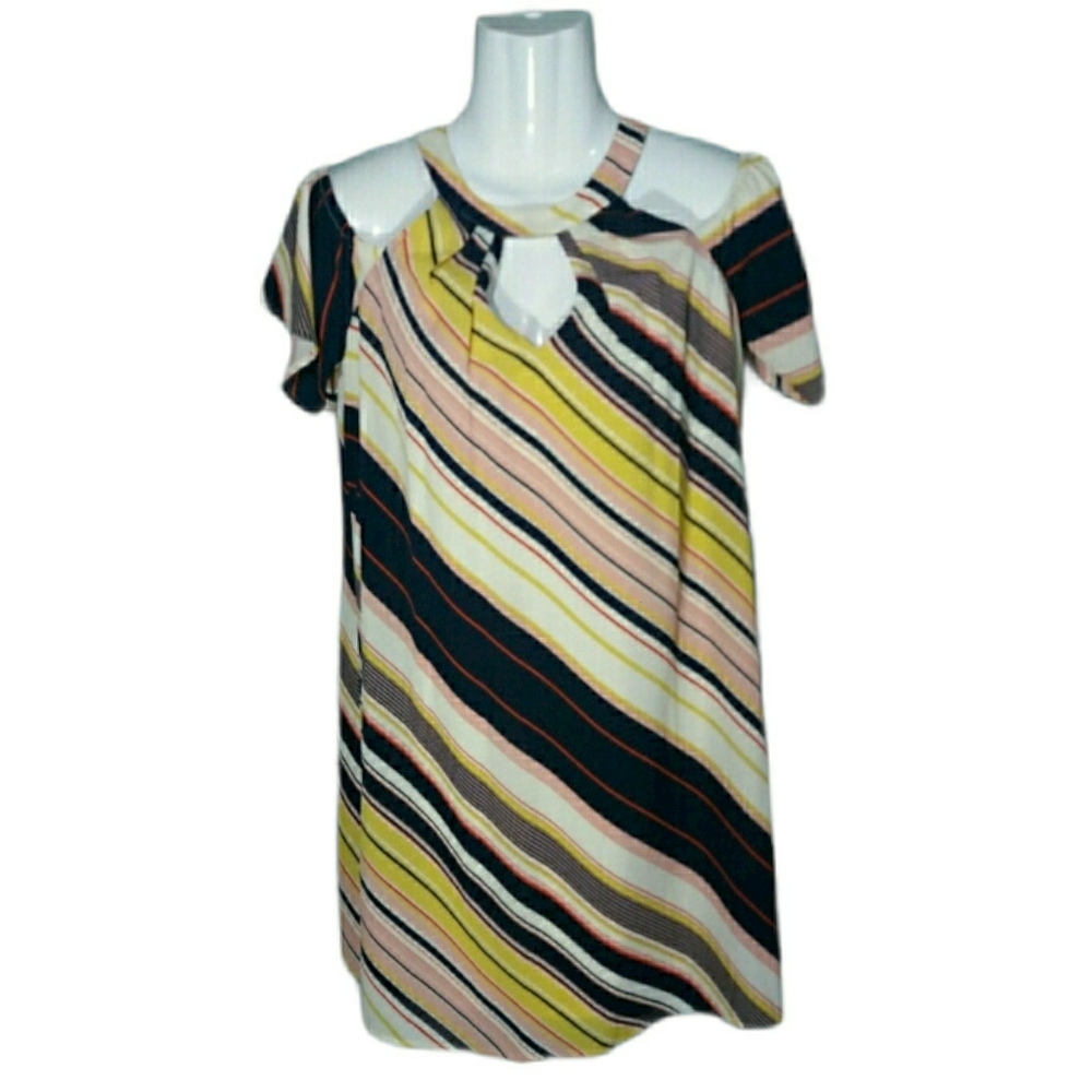 As U Wish Cold Shoulders Striped Dress